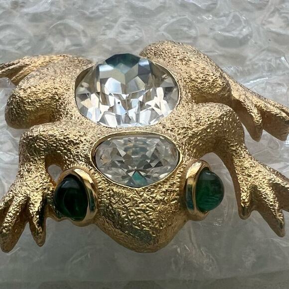 Vintage Christian Dior Crystal Frog Brooch